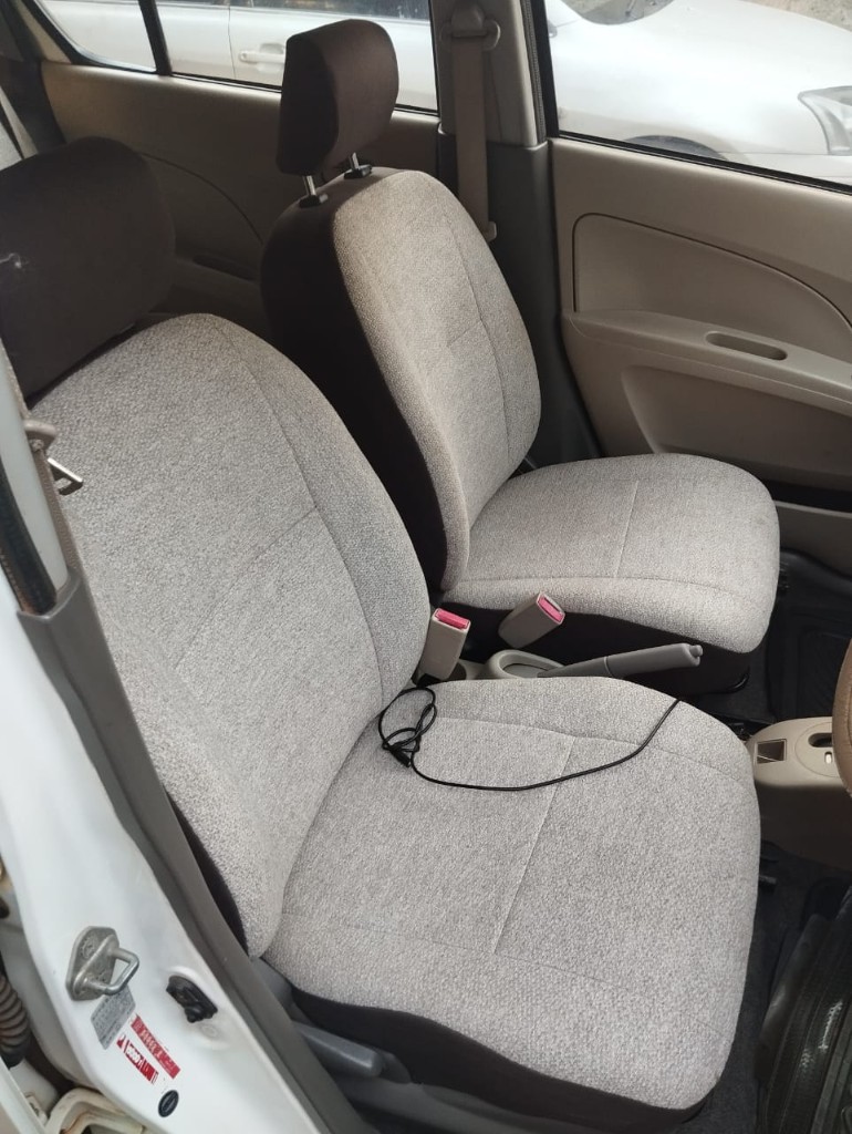 Two-tone light grey and dark brown custom car seat covers installed by Bungoma Seatcovers Ventures